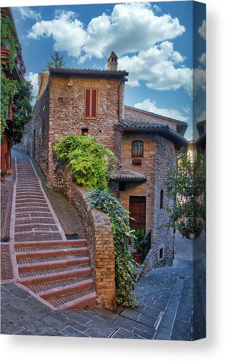 Ancient Canvas Print featuring the photograph Assisi Street by Eggers Photography