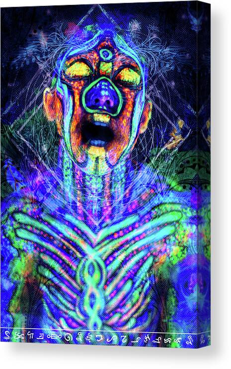 Bodypaint Bodypainting Body Paint Blacklight Uv Ultraviolet Canvas Print featuring the painting Astral Goddess 4 by Matt Deifer