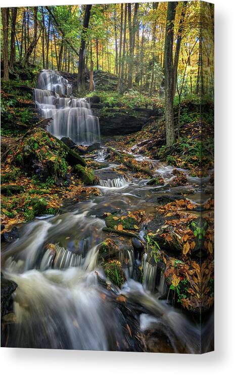Gunn Brook Falls Canvas Print featuring the photograph Autumn Day at Gunn Brook Falls by Kristen Wilkinson
