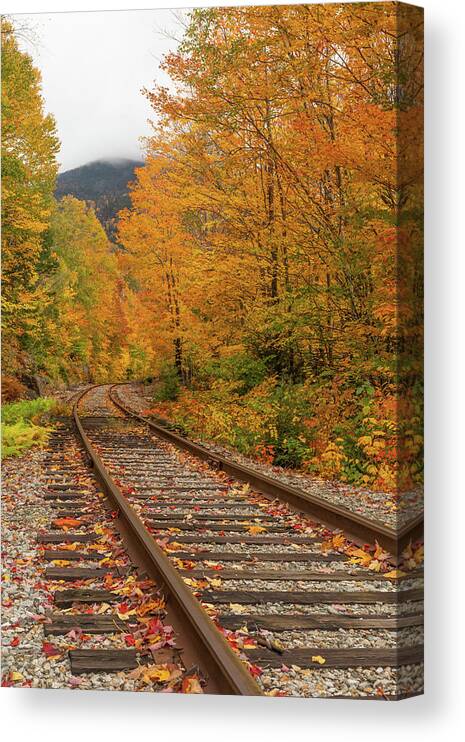 Autumn Train Tracks Canvas Print featuring the photograph Autumn Train Tracks by Dan Sproul