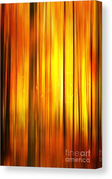 Autumn Canvas Print featuring the painting Autumn Woods at Sunset by Neece Campione