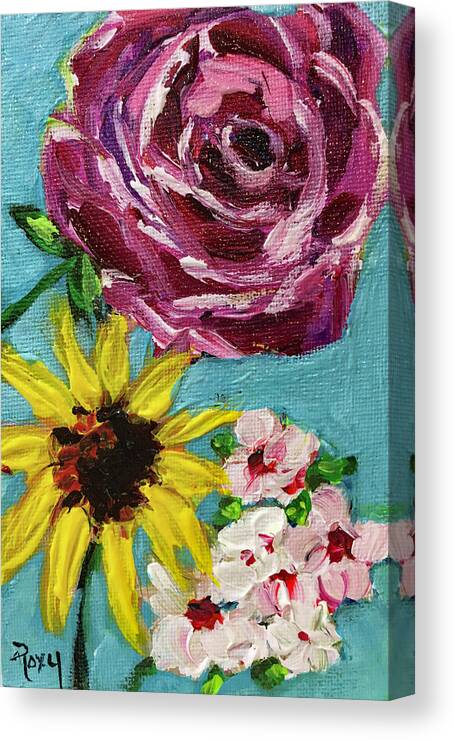 Roses Canvas Print featuring the painting Backyard Blooms by Roxy Rich