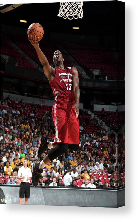 Nba Pro Basketball Canvas Print featuring the photograph Bam Adebayo by Garrett Ellwood