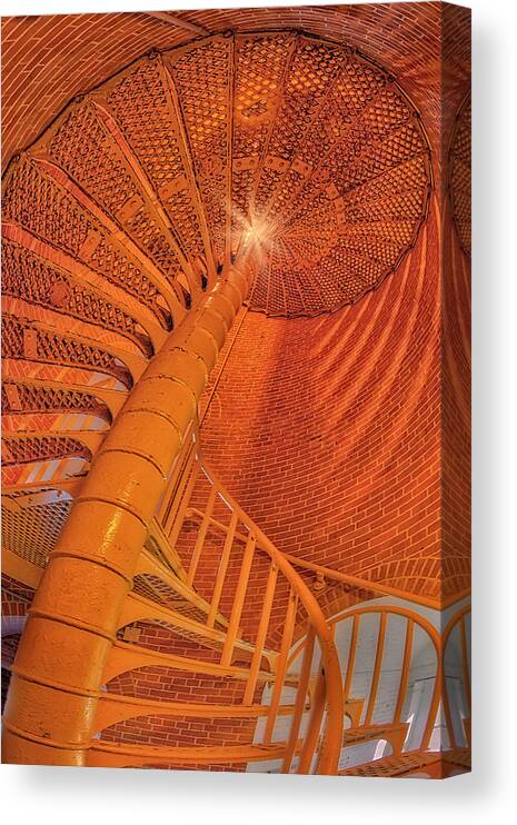 Spiral Staircase Canvas Print featuring the photograph Barnegat Light Spiral Staircase by Susan Candelario