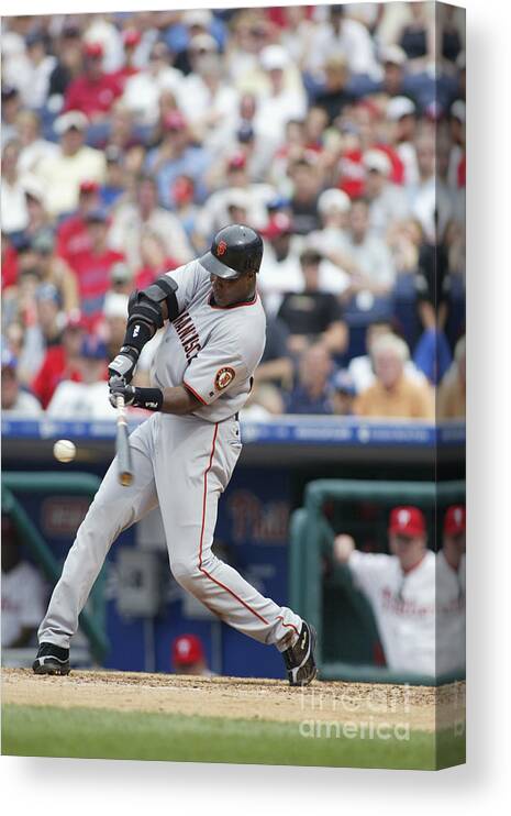 Motion Canvas Print featuring the photograph Barry Bonds by Rob Leiter