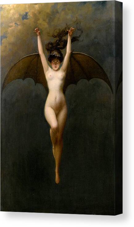 Albert Joseph Penot Canvas Print featuring the painting Bat Woman by Albert Joseph Penot