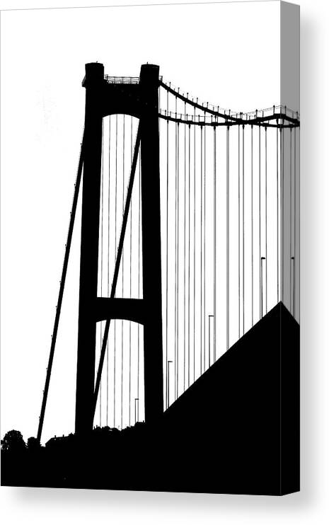 Bergen Canvas Print featuring the digital art Bergen Bridge in Threshold by John Haldane