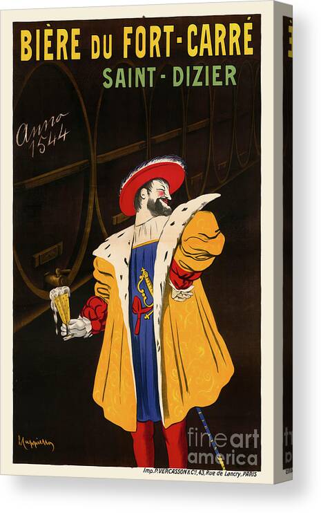 Beer Canvas Print featuring the drawing Biere du Fort-Carre Vintage Poster 1907 by Vintage Treasure