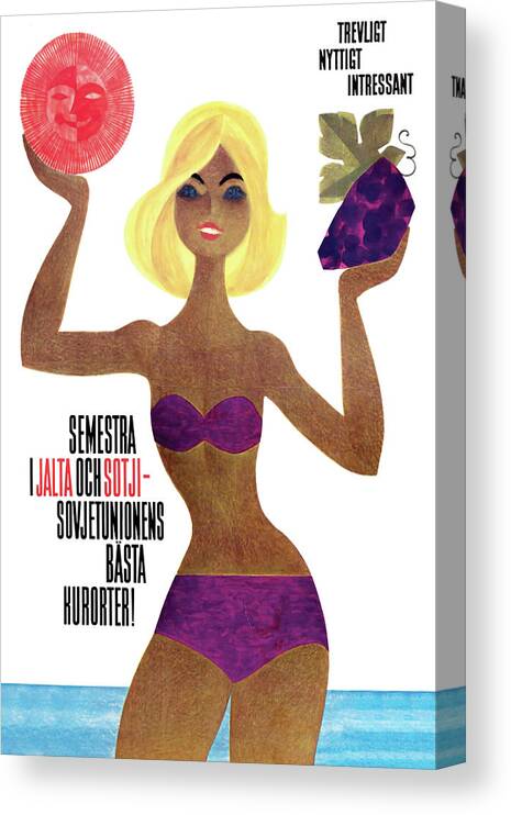 Bikini Canvas Print featuring the digital art Bikini Girl in USSR Holiday by Long Shot