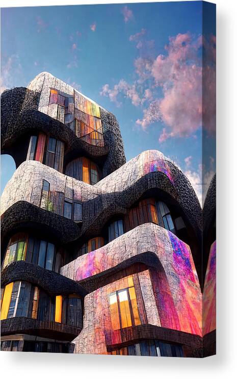 Beautiful Canvas Print featuring the painting Bilaterally Symetric Building Facade Front Facing Pa Dc2bc15f 2abd 4421 8cba Fbdf641161e1 by MotionAge Designs