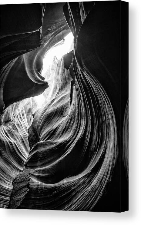 Arizona Canvas Print featuring the photograph Black Arizona Series - Antelope Canyon Natural Wonder by Philippe HUGONNARD