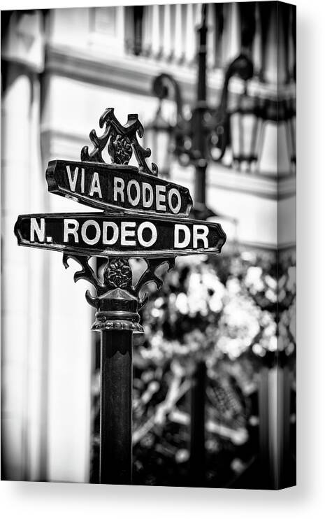 Los Angeles Canvas Print featuring the photograph Black California Series - Beverly Hills Rodeo Drive by Philippe HUGONNARD