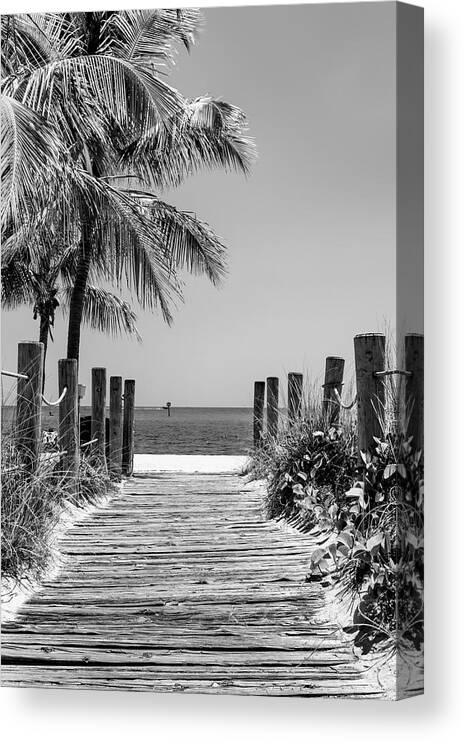 Florida Canvas Print featuring the photograph Black Florida Series - Boardwalk Beach in Key West by Philippe HUGONNARD