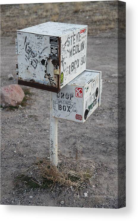 Area-51 Canvas Print featuring the photograph Black Mailbox Extraterrestrial Highway by Custom Aviation Art
