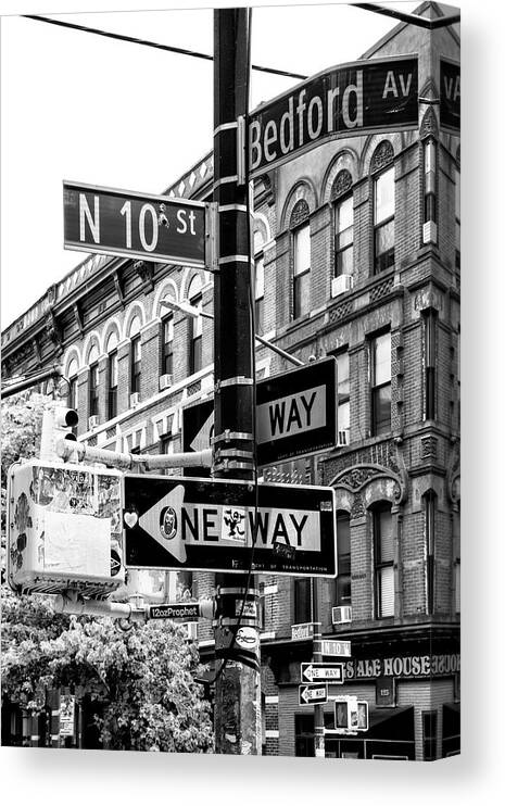 United States Canvas Print featuring the photograph Black Manhattan Series - Bedford Avenue by Philippe HUGONNARD
