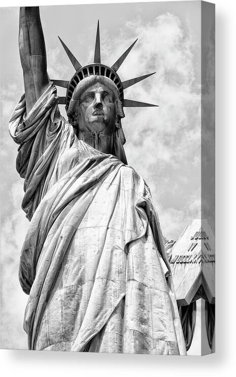 United States Canvas Print featuring the photograph Black Manhattan Series - The Statue of Liberty #02 by Philippe HUGONNARD