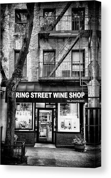 United States Canvas Print featuring the photograph Black Manhattan Series - Wine Shop by Philippe HUGONNARD