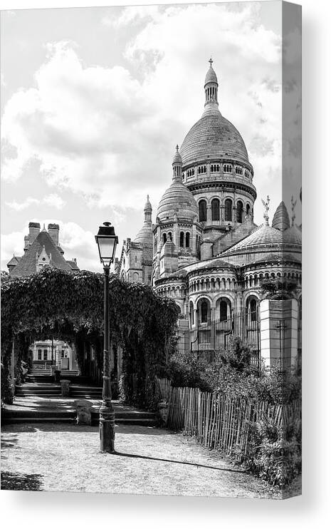 France Canvas Print featuring the photograph Black Montmartre Series - Sacre-Coeur Basilica by Philippe HUGONNARD
