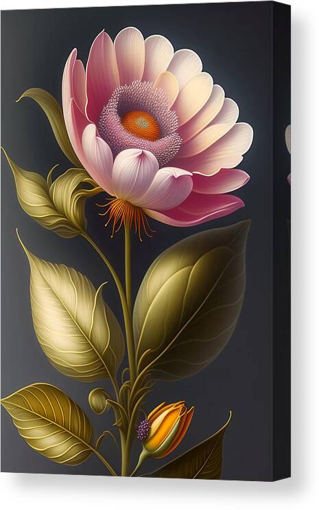 Illustration Canvas Print featuring the digital art Blooming Flower by Lori Hutchison
