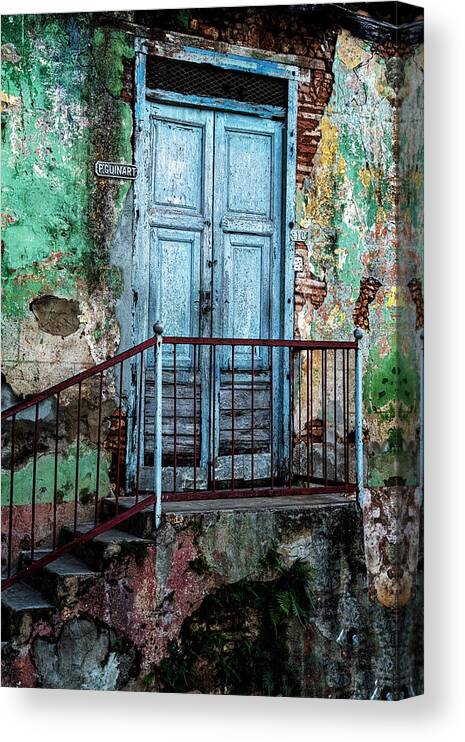 Havana Cuba Canvas Print featuring the photograph Blue Door by Tom Singleton