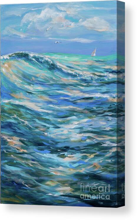 Surf Canvas Print featuring the painting Bodysurfing North by Linda Olsen