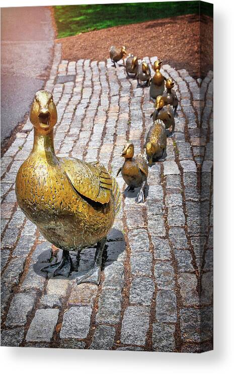 Make Way For Ducklings Canvas Print featuring the photograph Boston Public Garden Make Way For Ducklings by Carol Japp