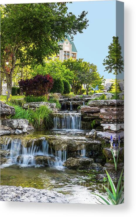 Branson Mo Canvas Print featuring the mixed media Branson Waterfall Garden Painterly by Jennifer White