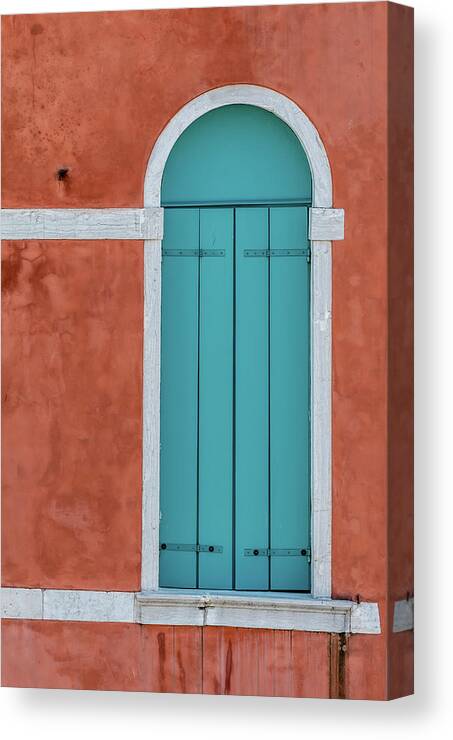 Culture Canvas Print featuring the photograph Bright Blue Window of Venice by David Letts