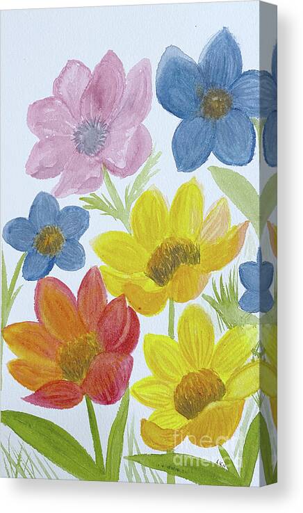 Flowers Canvas Print featuring the painting Bunch of Flowers by Lisa Neuman