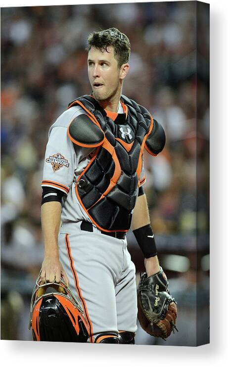 Second Inning Canvas Print featuring the photograph Buster Posey by Jennifer Stewart