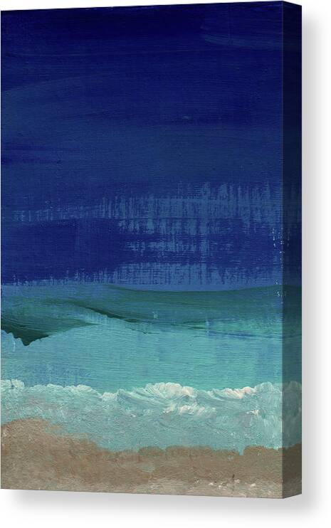 Abstract Art Abstract Beach Painting Ocean Painting Sea Surf Waves Beach Water California Hawaii Santa Monica Santa Barbara Gallery Wall Art Teal Turquoise Blue White Art By Linda Woods Beach Hotel Art Hospitality Art Office Art Bedroom Art Etsy Art Original Art Large Abstract Painting Set Design Art For Interior Designers Abstract Iphone Case Canvas Print featuring the painting Calm Waters- Abstract Landscape Painting by Linda Woods