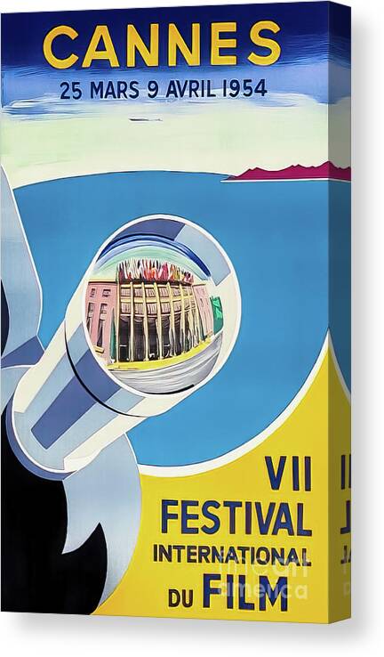 1954 Canvas Print featuring the drawing Cannes 1954 International Film Festival by M G Whittingham