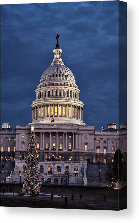 Dc Canvas Print featuring the photograph Capitol Christmas 2021 2 by Robert Fawcett