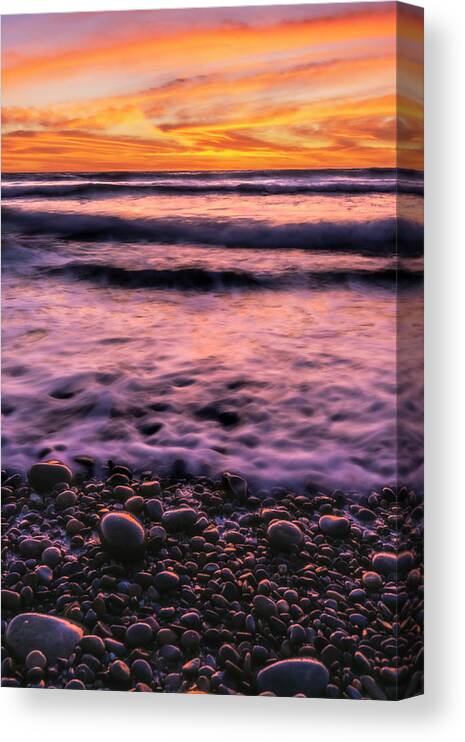 Landscape Canvas Print featuring the photograph Carlsbad Rocky Sunset by Local Snaps Photography