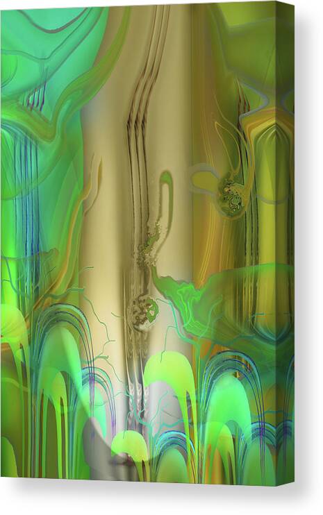 Mighty Sight Studio Abstractions Art Painted Virtually Steve Sperry Tampa Florida Fantastical Art Color Shape And Form Impressionistic Surrealism Abstract Landscapes Canvas Print featuring the digital art Carly for Tea by Steve Sperry