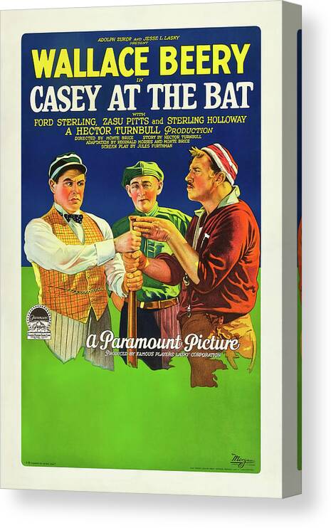 Casey Canvas Print featuring the mixed media ''Casey at the Bat'', with Wallace Beery, 1927 by Movie World Posters