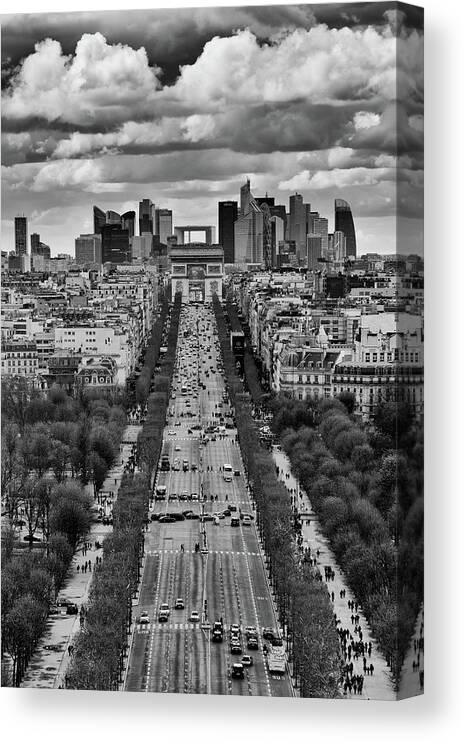Champs Elysees Canvas Print featuring the photograph Champs Elysees Mono by Darren White