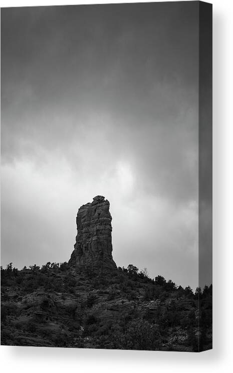 Altitude Canvas Print featuring the photograph Chimney Rock Sedona AZ IV BW by David Gordon