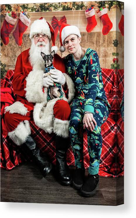 Chloe Canvas Print featuring the photograph Chloe with Santa 3 by Christopher Holmes