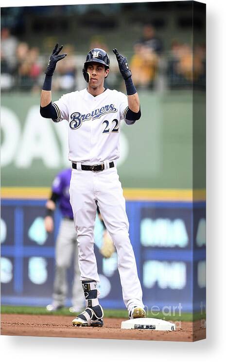 People Canvas Print featuring the photograph Christian Yelich by Stacy Revere