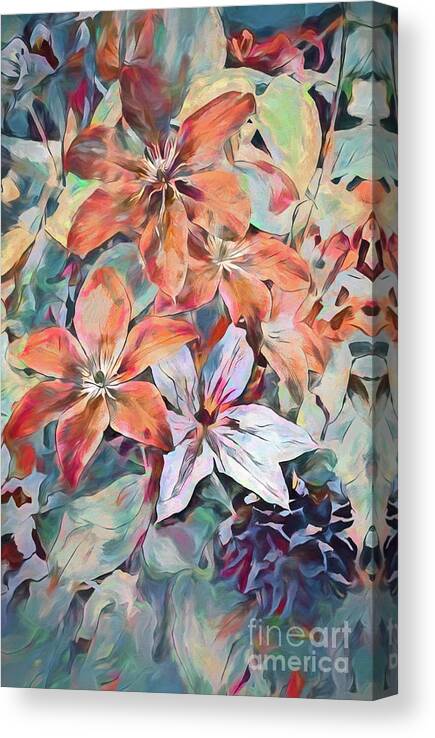 Plant Canvas Print featuring the photograph Clematis Plants Pastels 1 by Philip Preston