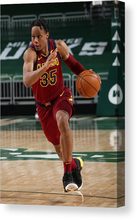 Nba Pro Basketball Canvas Print featuring the photograph Cleveland Cavaliers v Milwaukee Bucks by Gary Dineen