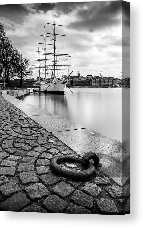 Stockholm Canvas Print featuring the photograph Cobblestone Docks by Nicklas Gustafsson
