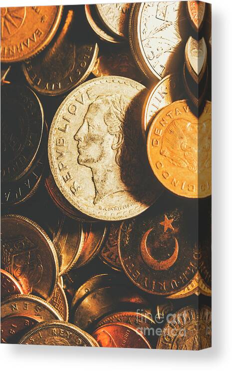 Business Canvas Print featuring the photograph Coin Commerce by Jorgo Photography
