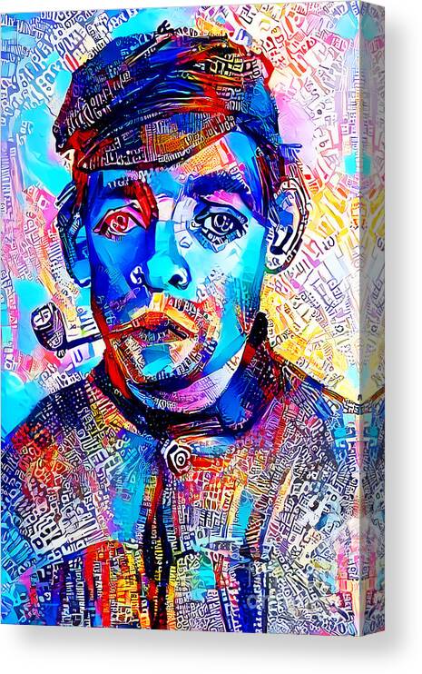 Wingsdomain Canvas Print featuring the photograph Contemporary Urban Van Gogh Head of a Young Man With A Pipe 20211011 by Wingsdomain Art and Photography