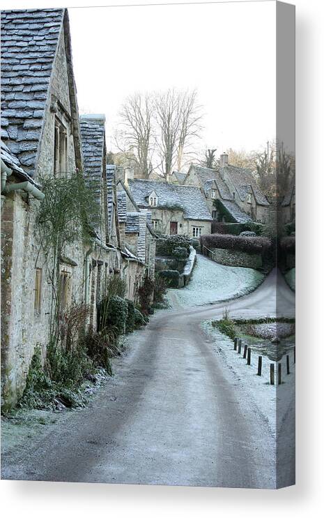 Frost Canvas Print featuring the photograph Cotswolds, Bibury winter by Kaoru Shimada