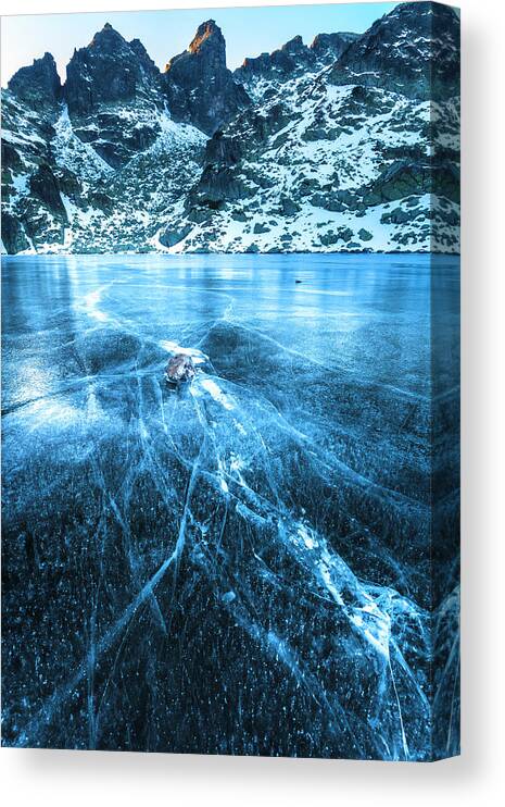 Bulgaria Canvas Print featuring the photograph Cracks In the Ice by Evgeni Dinev