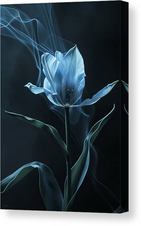 Blue Tulips Canvas Print featuring the painting Dance of the Blue Tulip by Lourry Legarde