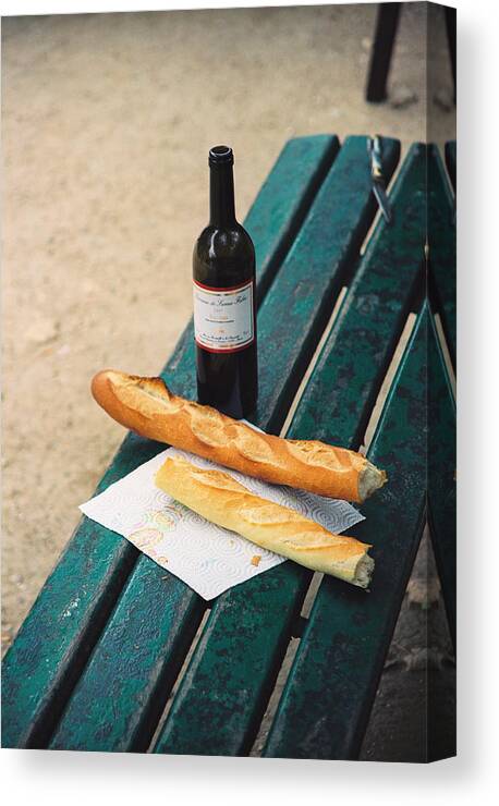 Paris Canvas Print featuring the photograph Wine and Bread by Claude Taylor