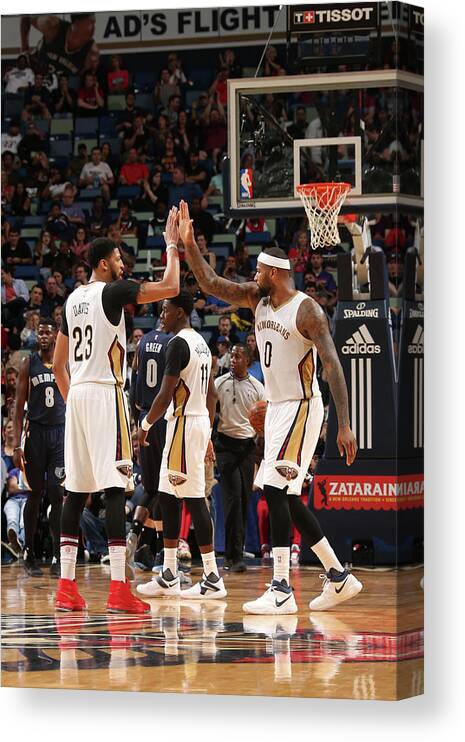 Anthony Davis Canvas Print featuring the photograph Demarcus Cousins and Anthony Davis by Layne Murdoch